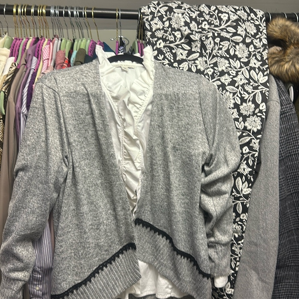 Croft & Borrow 14 T pants Banana Republic 16  14 shirt and Maurice’s cardigan  L